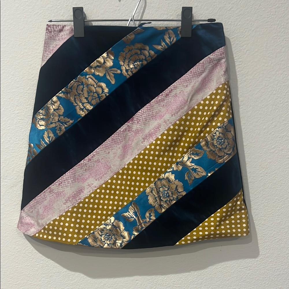 Anthropologie Pink and Blue Embellished Mini Skirt